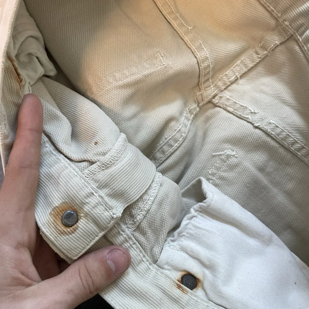 1960s Levis Big E 911B Beige Pique Corduroy Cotton Cut Off Jean Shorts 33x10